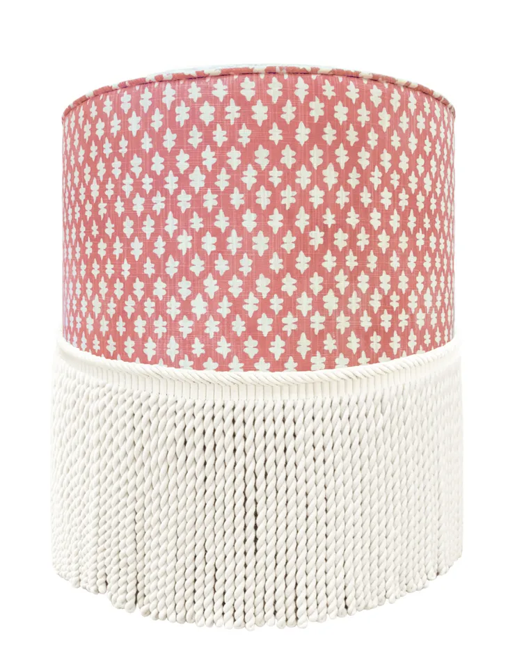 THE TIGHT ROUND OTTOMAN :: TILLY PRINT // CARNATION - 17" Diameter X 19" Height With Bullion
