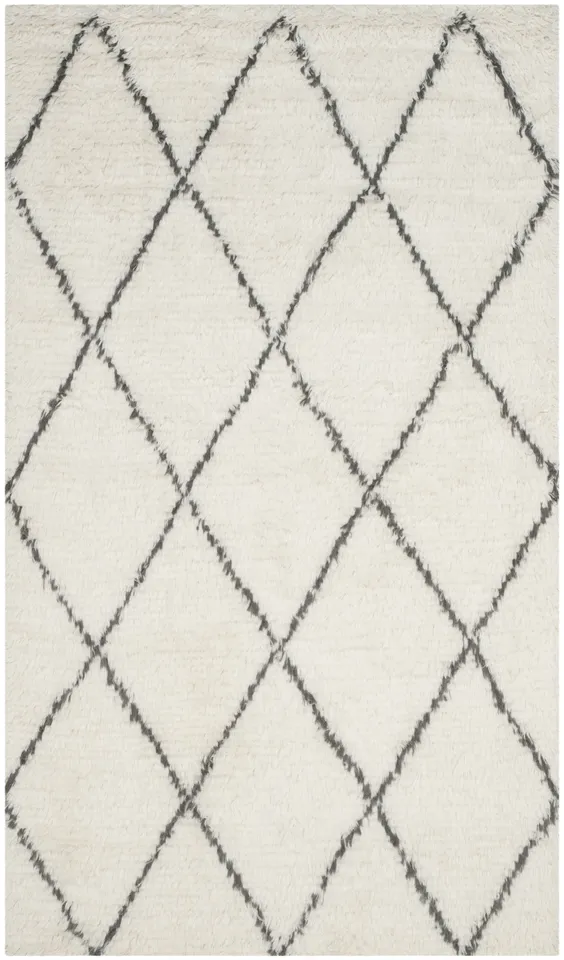 Arlo Home Hand Knotted Area Rug, KNY733A, Ivory/Grey,  6' X 9'