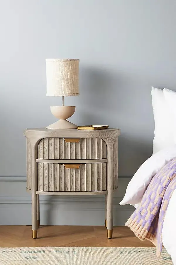 The Isla Fluted-Wood Two-Drawer Nightstand