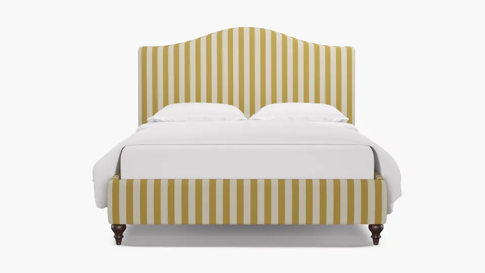 Camelback Bed, Citrine Cabana Stripe, Espresso Traditional Turned Leg, Twin