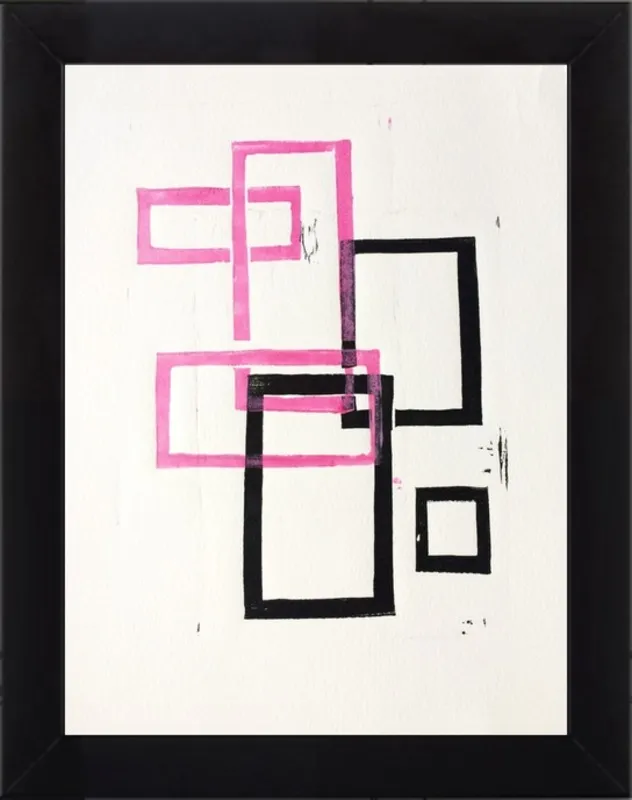 Pink and Black Geometric Squares x2 by Stacy Rajab for Artfully Walls