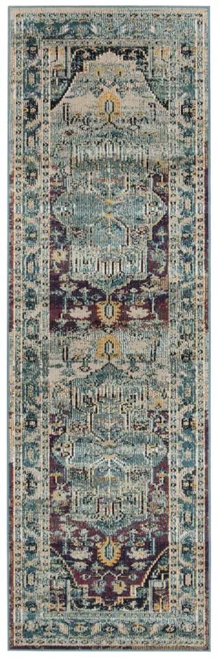 Arlo Home Woven Area Rug, CRS503D, Teal/Purple,  2' 2" X 11'