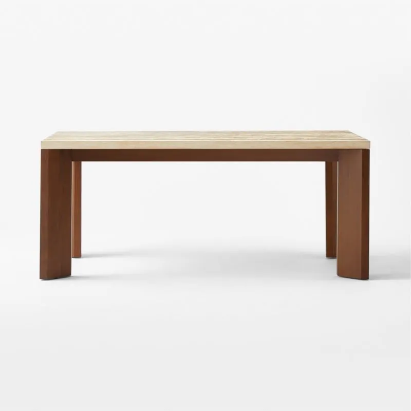 Sydney 72'' Rectangular Travertine Dining Table with Walnut Legs