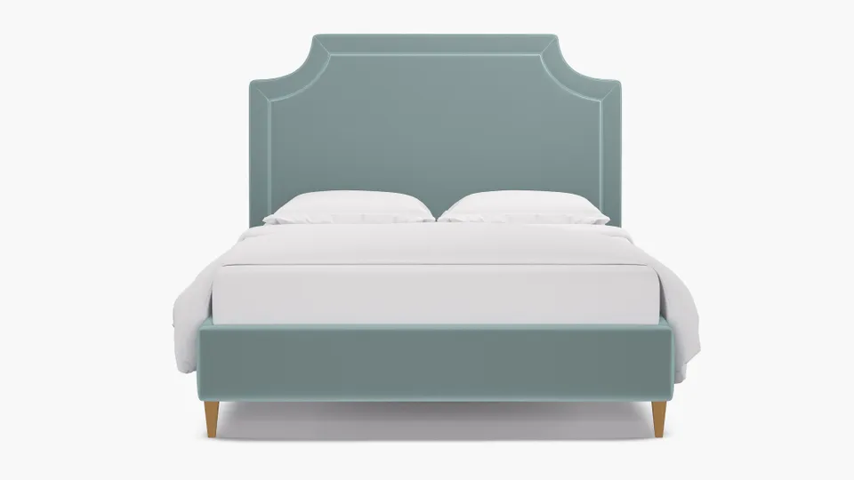 Deco Bed, Spa Performance Plush Velvet, Natural Square Tapered Leg, Twin