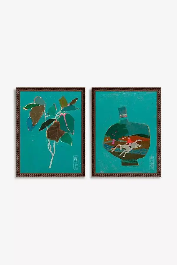 Pasture and Lemon Leaf Diptych