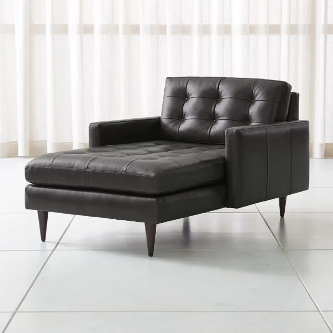 Petrie 42" Leather Midcentury Chaise Lounge