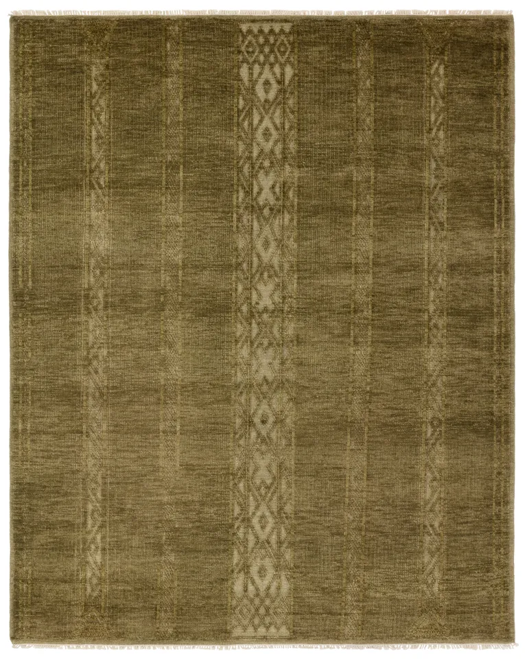 Achala TAP03 Handknotted Stripes Green Area Rug (12'x15')