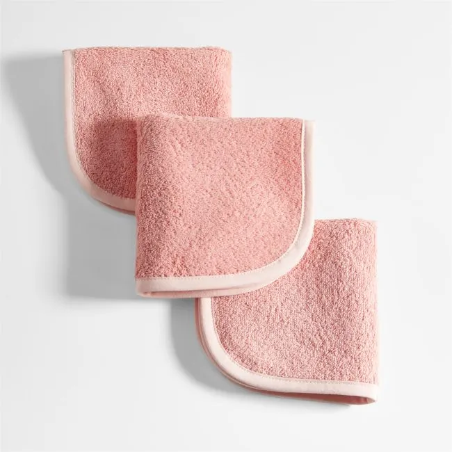 Nachi 100% Organic Cotton Pink Washcloths, Set of 3