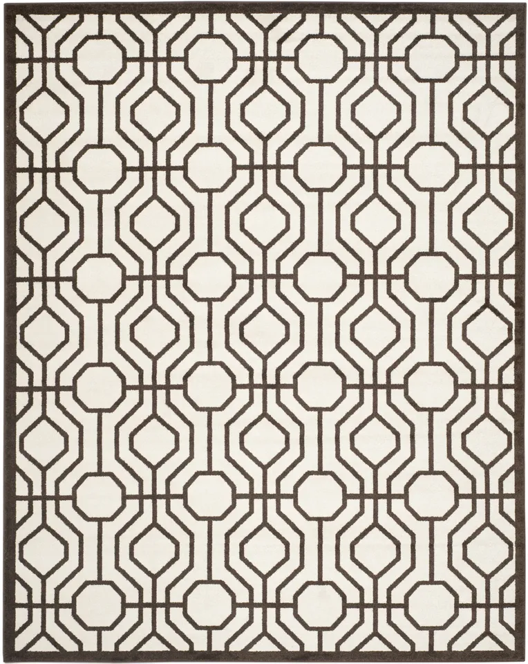 Arlo Home Indoor/Outdoor Woven Area Rug, AMT416J, Ivory/Brown,  9' X 12'