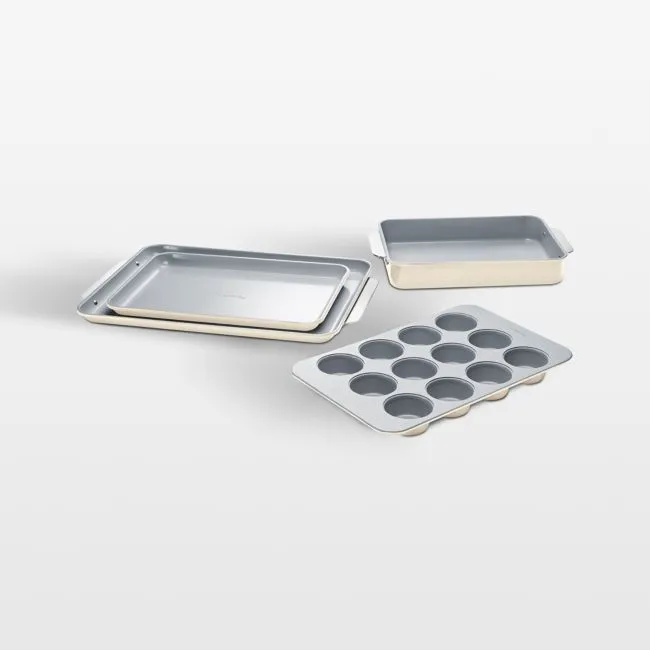 Caraway ® Cream Non-Toxic Ceramic Nonstick 6-Piece Half Bakeware Set