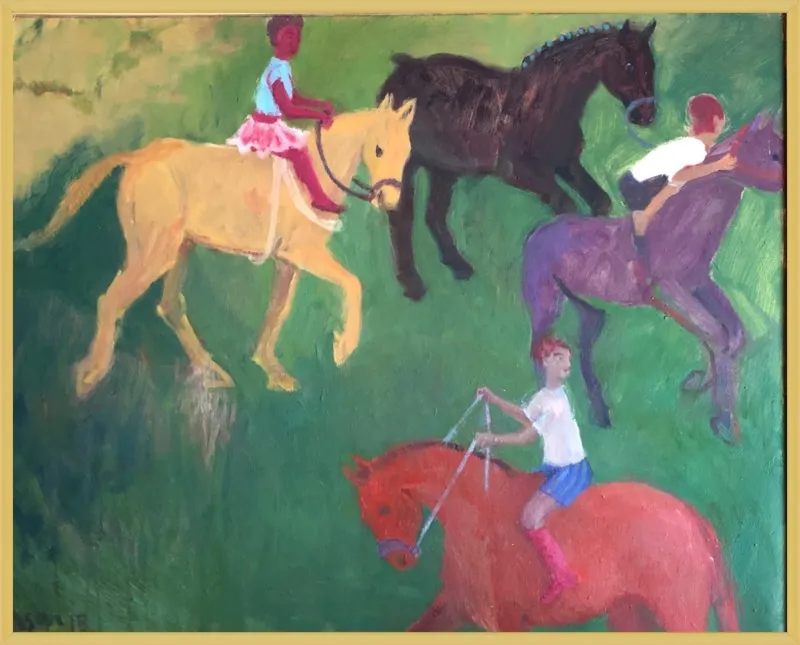 Four Horses, Three Riders by Megan Williamson for Artfully Walls