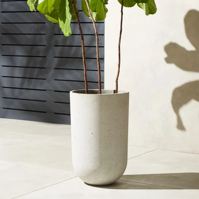 Seminyak Grey Cement Indoor/Outdoor Large Planter 26.75" Set of 2