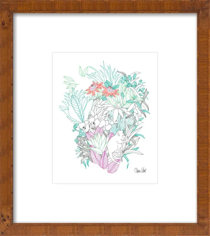 Passionflowers, orchids and the squirrel monkey  by Claire Colin for Artfully Walls