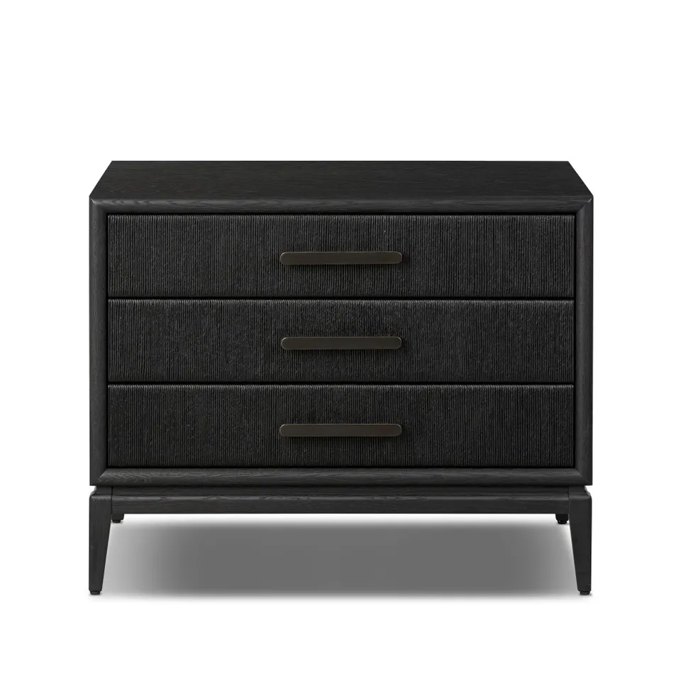 Rosenell Closed Nightstand - Black Oak Veneer
