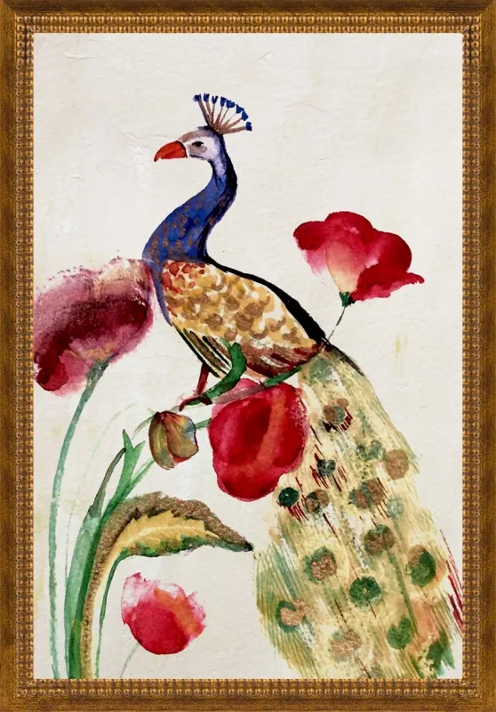 blue gold peacock by Ruti Shaashua for Artfully Walls