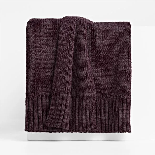 Sweater Knit 70"x55" Deep Burgundy Throw Blanket