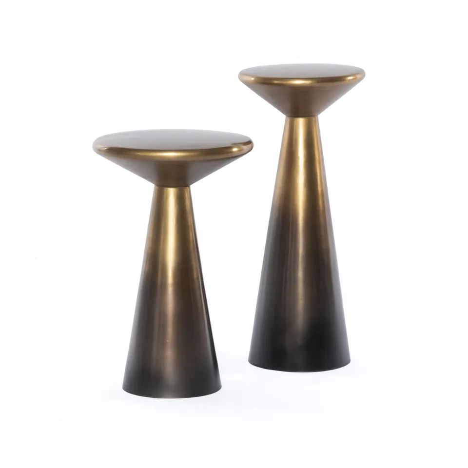Cameron Accent Tables, Set Of 2 - Ombre Antique Brass