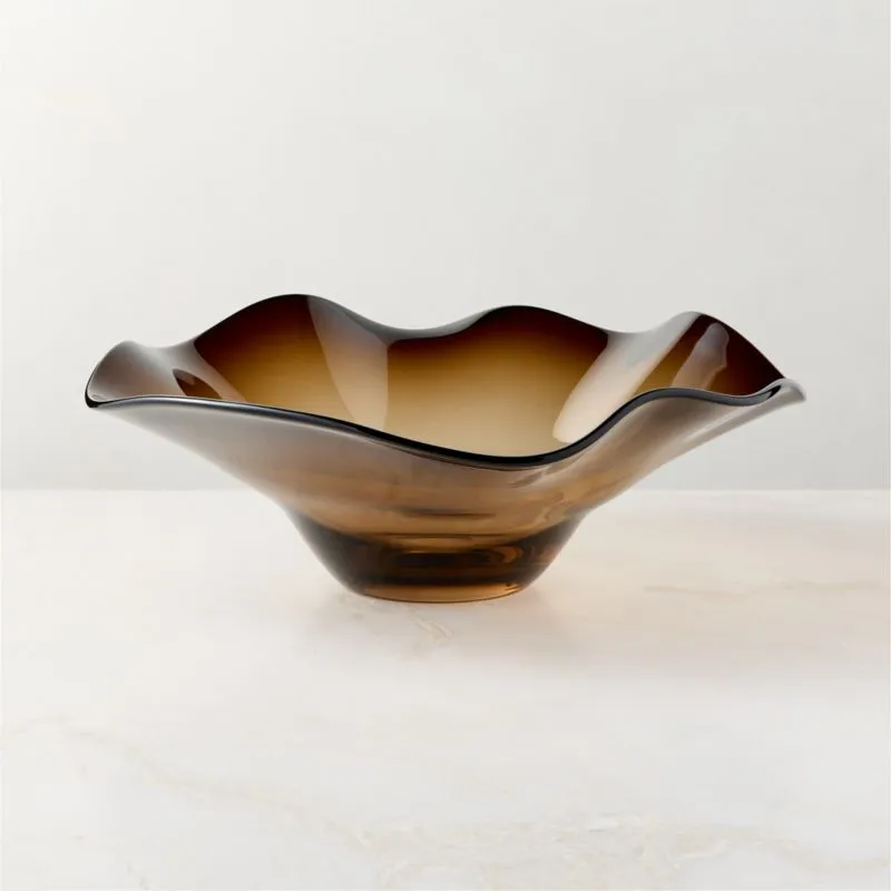 Semele Handblown Amber Glass Decorative Bowl Small