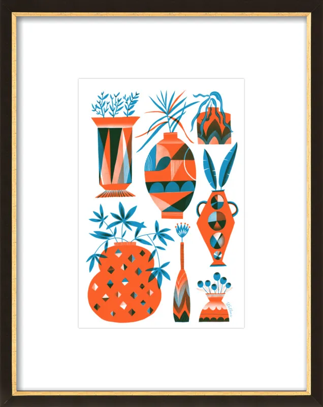 Risograph Vases: vermillion and pacific by Erin Wallace for Artfully Walls