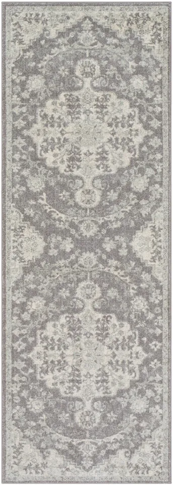 Harput Gray Indoor 2'7" x 7'3" Machine Woven Rug