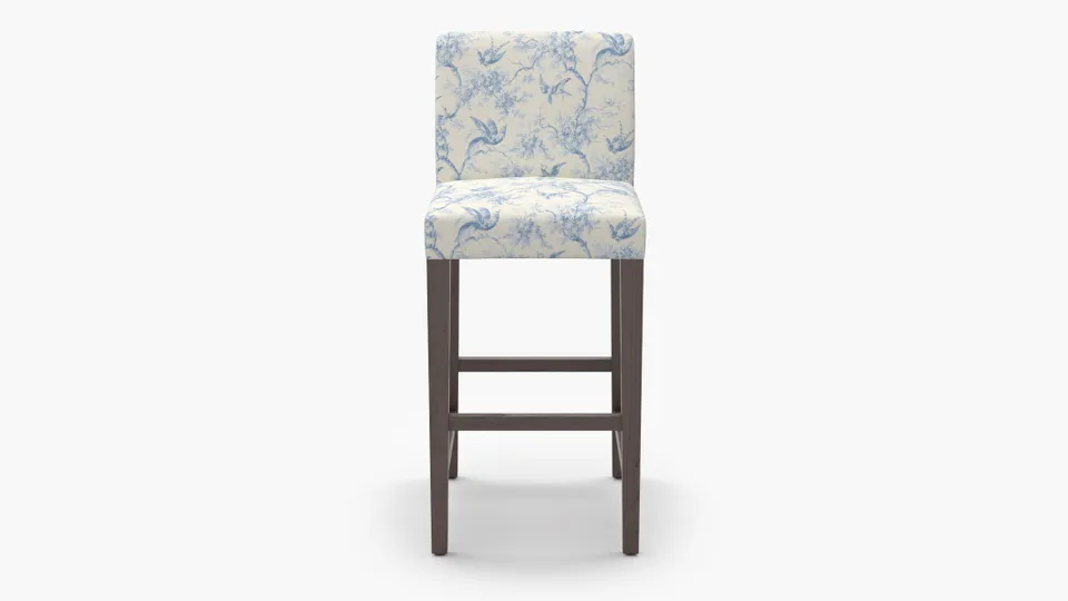 Signature Dining Bar Stool, Blue Swallows, Espresso Square Tapered Leg