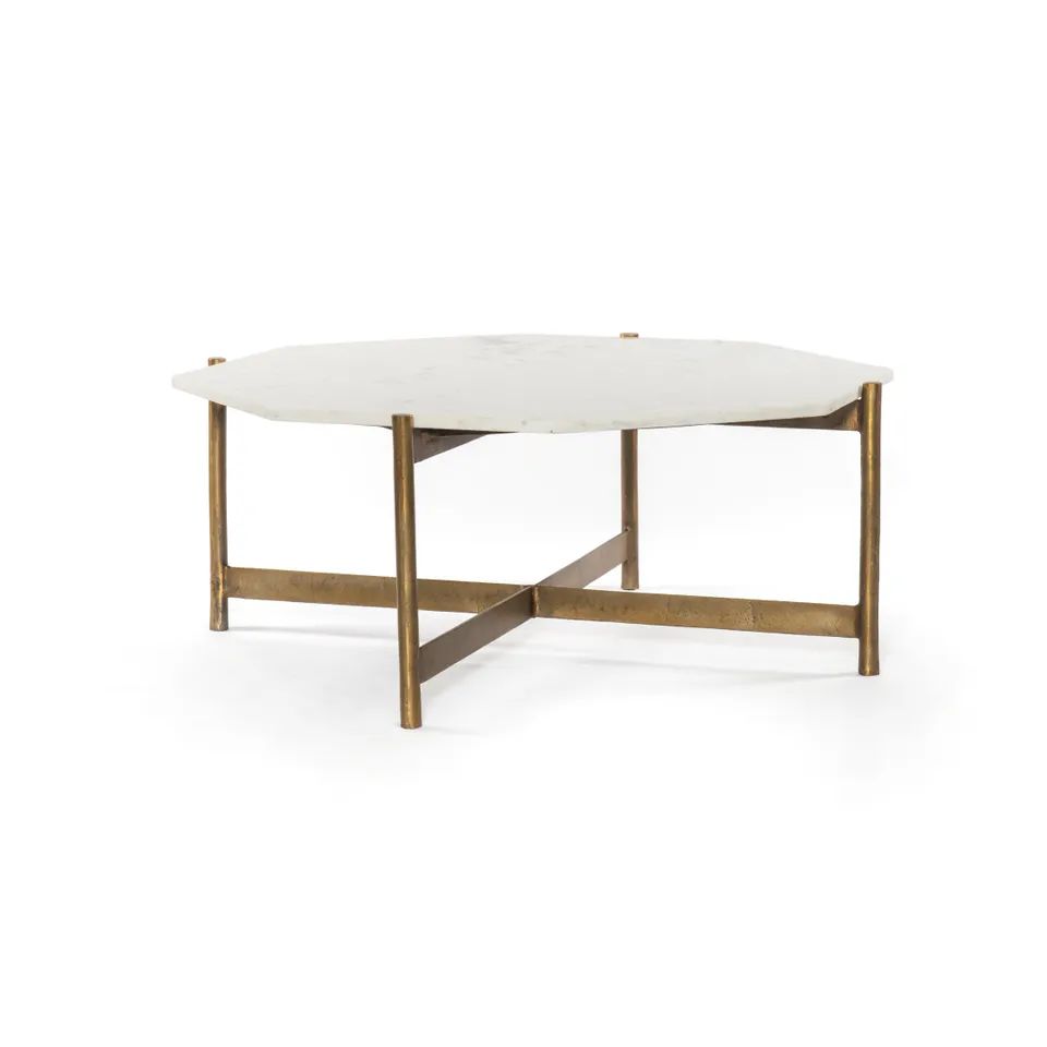 Adair Coffee Table-Raw Brass-