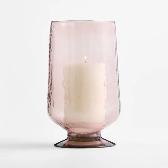 Bergen Large Glass Plum Hurricane Candle Holder 12.5"