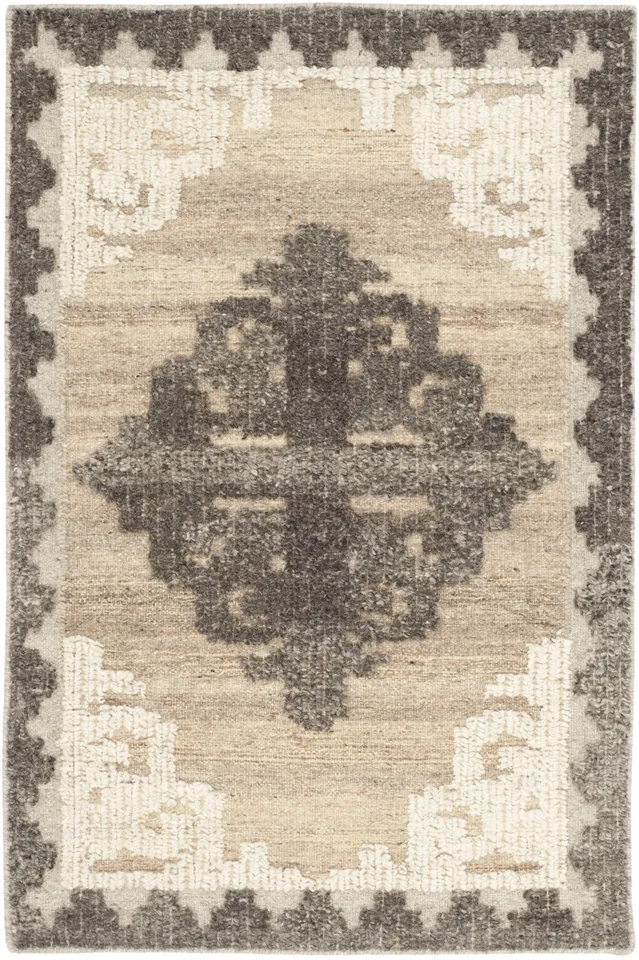 Arlo Home Hand Knotted Area Rug, KNY312A, Brown/Charcoal,  2' X 3'