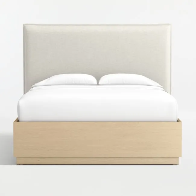 Arvada Flange Upholstered Queen Headboard and Wood Storage Bed