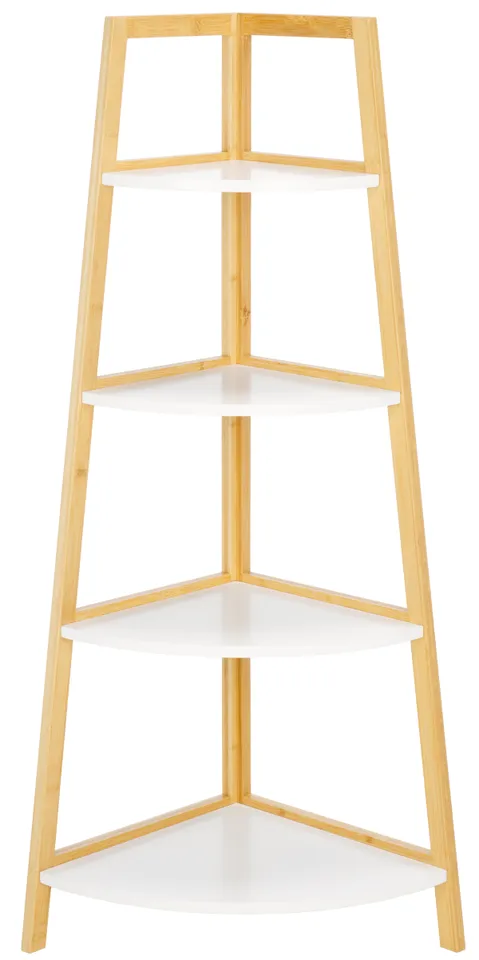Rainier 4 Tier Corner Shelf - White / Natural