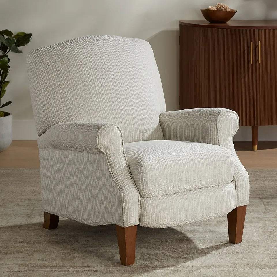 Kensington Hill Morris Off-White with Gray Pinstripe 3-Way Recliner