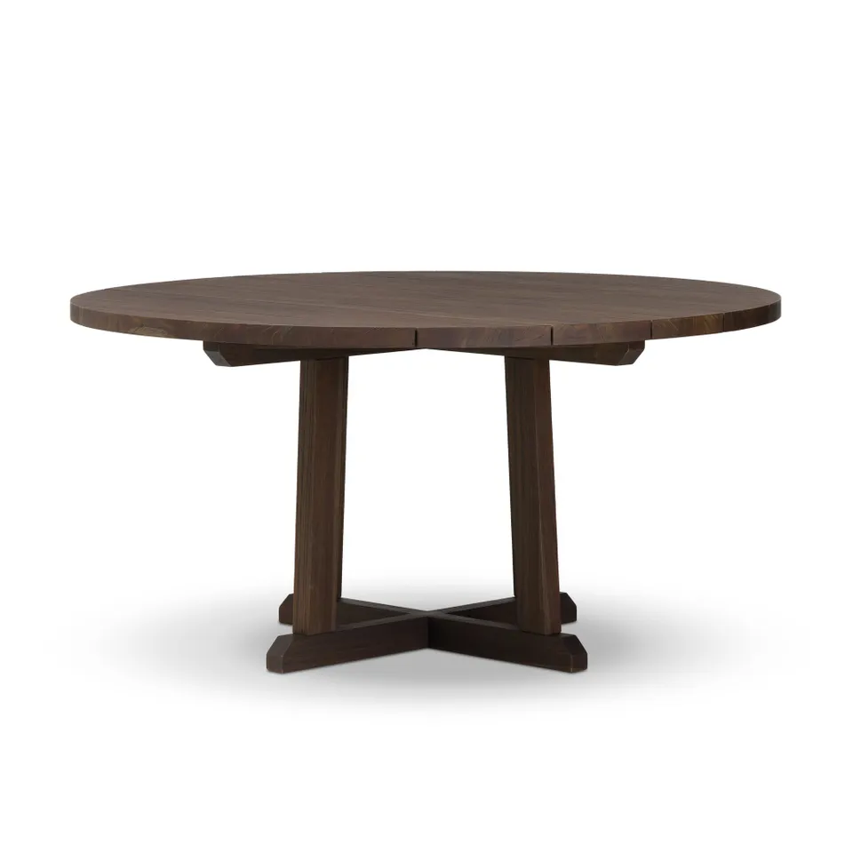 Indie Outdoor Round Dining Table-60" - Stained Saddle Brown FSC