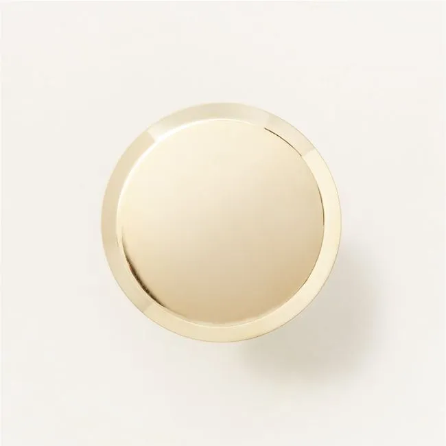 Curveaux Curved Round Unlacquered Polished Brass Cabinet Knob 1.25''