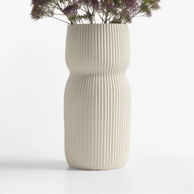 Curvy Ribbed Ceramic Vase 12" by Cym Warkov