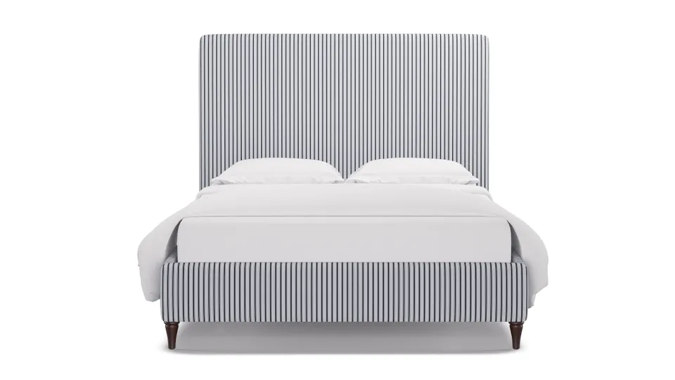 Classic Bed, Black Classic Ticking Stripe, Espresso Decorative Tapered Leg, Full