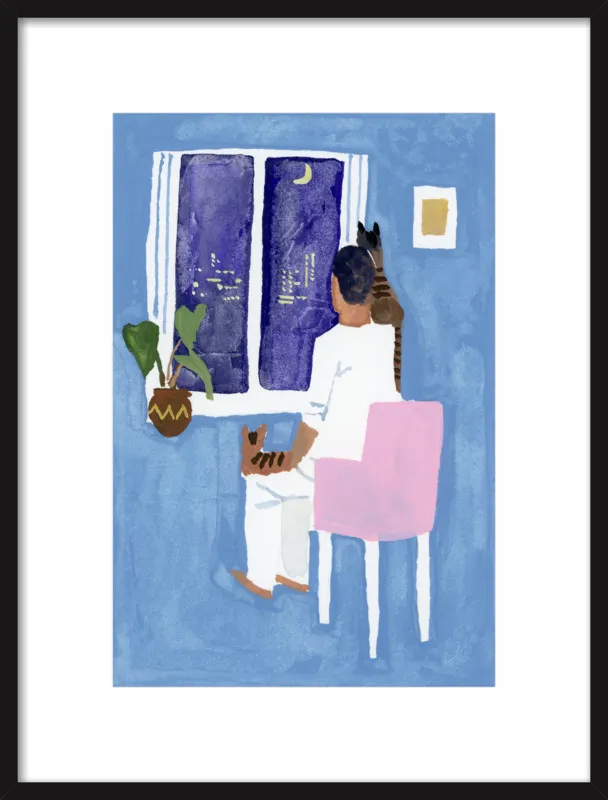 Look at the cat and the moon by Hiroyuki Izutsu for Artfully Walls
