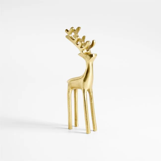 Brass Finish Holiday Reindeer Decoration 8.5"