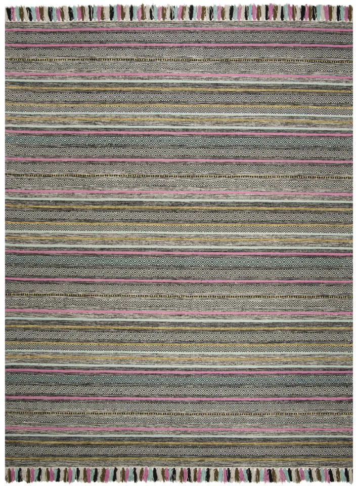 Arlo Home Hand Woven Area Rug, MTK901B, Black/Multi,  8' X 10'