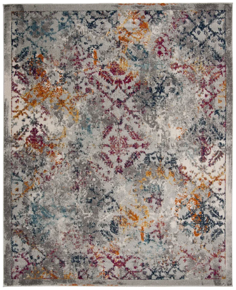 Arlo Home Woven Area Rug, MAD159R, Light Grey/Fuchsia,  9' X 12'