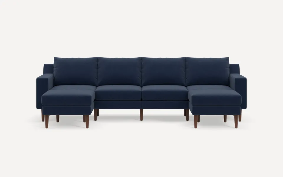 Mercer 6-Piece Double Chaise Sectional - Navy Blue - Performance Chenille