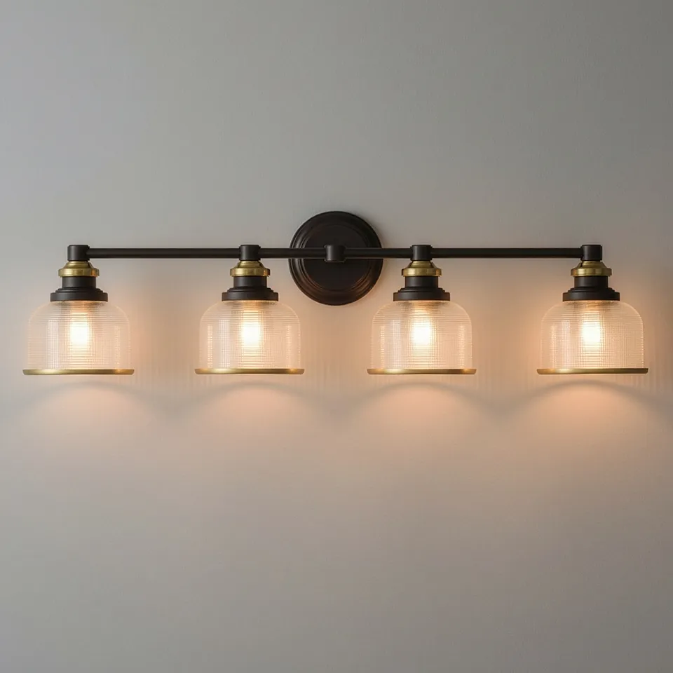 Possini Euro Poway 33" Wide Dark Bronze and Glass 4-Light Bath Light