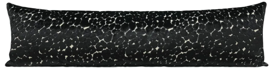 THE XL LUMBAR :: LEOPARD CUT VELVET // NOIR - 14" X 48"