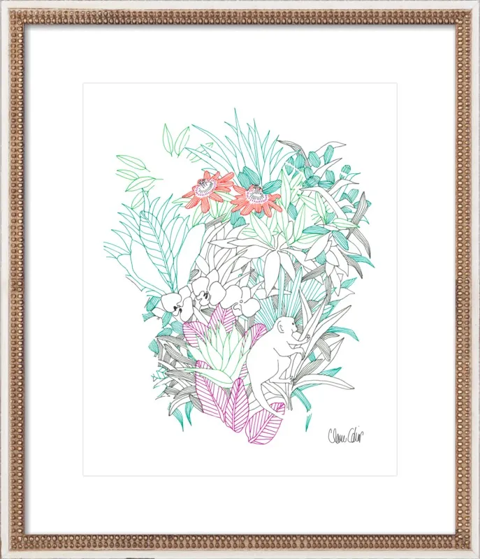 Passionflowers, orchids and the squirrel monkey  by Claire Colin for Artfully Walls