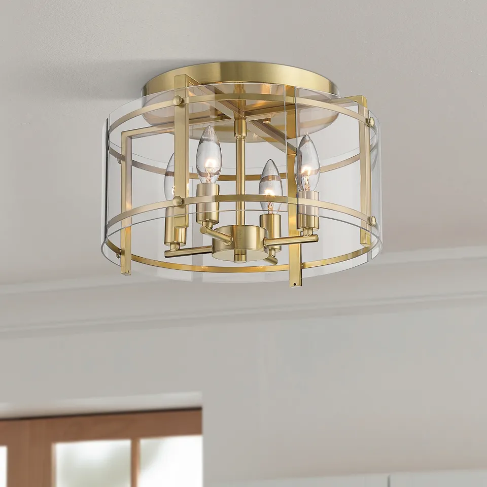 Possini Euro Raye 13 3/4"W Soft Gold 4-Light Ceiling Light