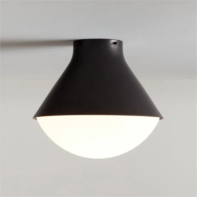 Rainier Black Conical Flush Mount Light 13.7"