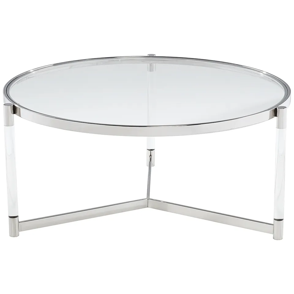 55 Downing Street Stefania 36" Silver and Acrylic Modern Coffee Table