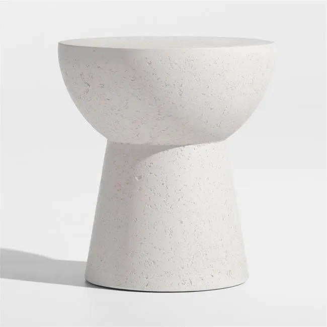 Marfa White Concrete 18" Outdoor Side Table