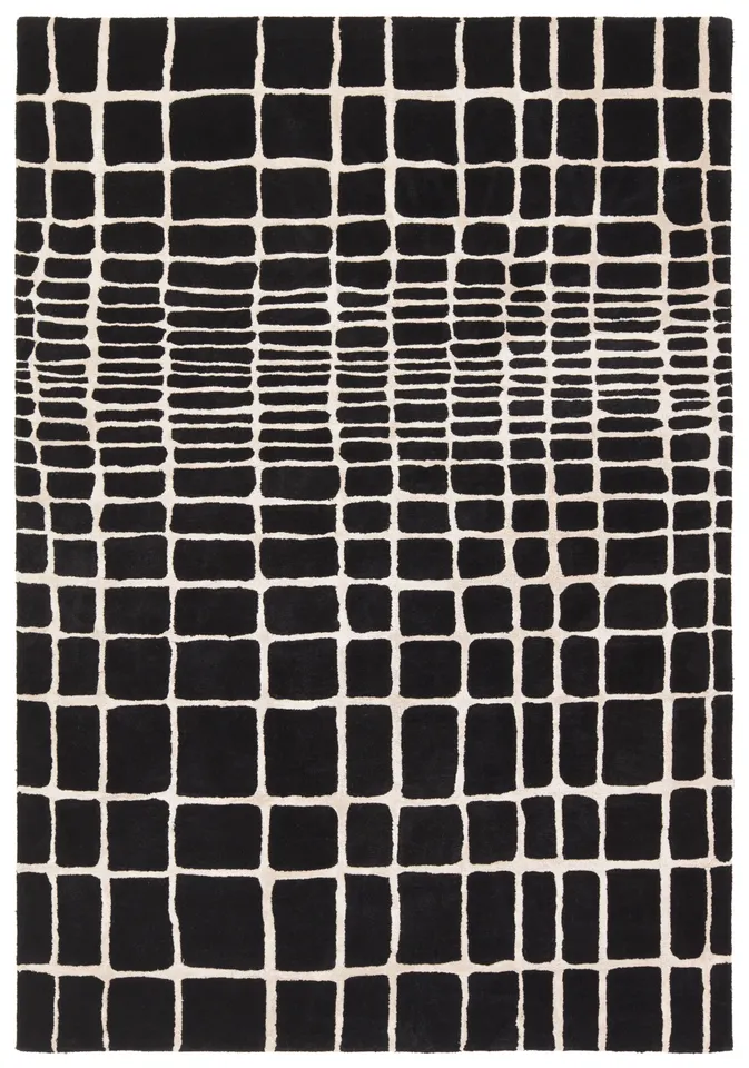 Innate CLN17 Handmade Striped Black and White Area Rug (5'x8')
