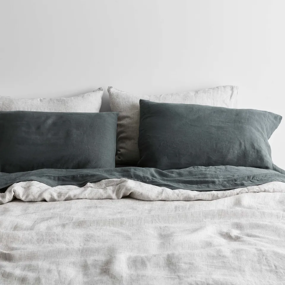 The Citizenry Stonewashed Linen Curated Bed Bundle | Full | Aegean Blue