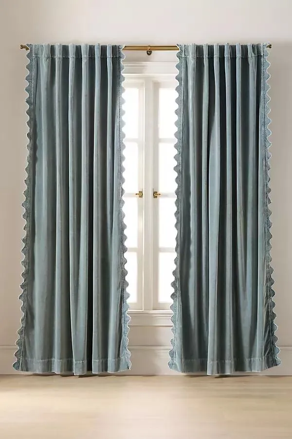 Trova Velvet Scalloped-Edge Curtain